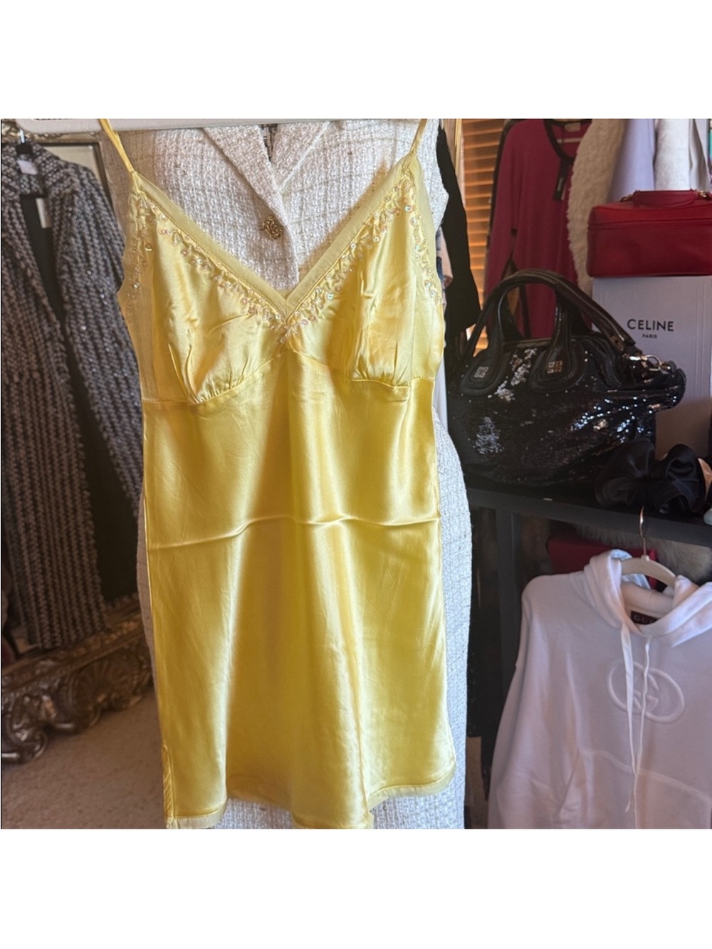Gold Hawk Silk Cami With Beading& Baby Sequin Border, Washable Silk. NWT
$89 $23